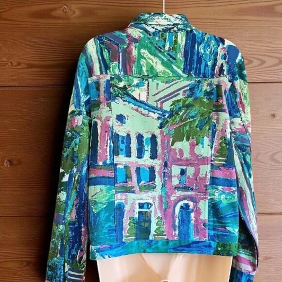 Orientique Naturally Australian Colorful Abstract Print Jacket Cotton stretch - Picture 2 of 13